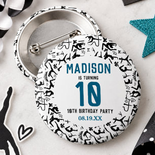 Girls Modern Black Gymnastics Kids 10th Birthday 3 Cm Round Badge