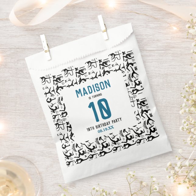 Girls Modern Black Gymnastics Kids 10th Birthday Favour Bag (Clipped)