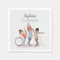 Girls Modern Purple Gymnastics Kids Birthday