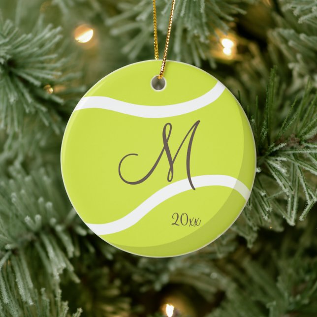 girls monogrammed tennis ceramic ornament (Tree)