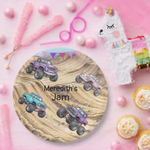 Girl's Monster Jam Birthday Party Plates