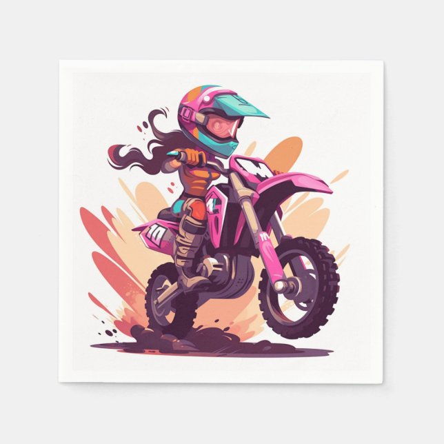 Girls Motocross Party Napkin (Front)