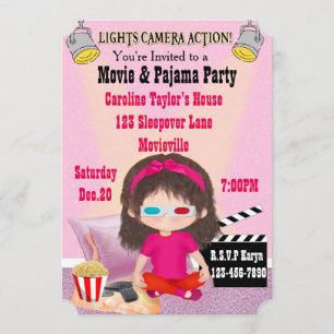 Girls Movie and Pajama Party Invites