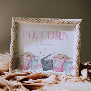 Girl's Movie Party Popcorn Sign