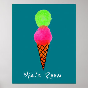 Girl's name bedroom poster with Ice-cream cone