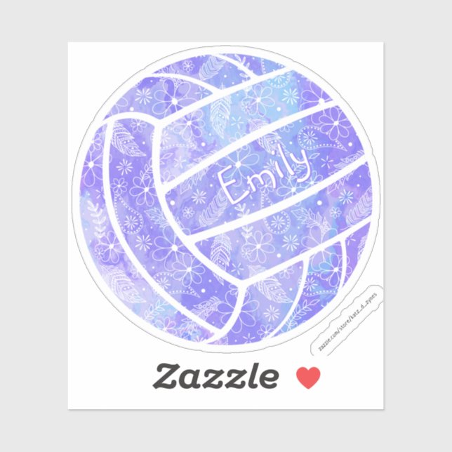 girls name boho floral purple volleyball (Sheet)