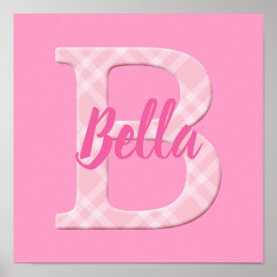 Girls Name Custom Plaid Letter B Poster
