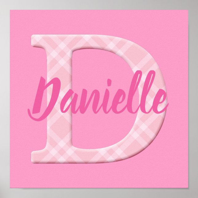 Girls Name Custom Plaid Letter D Poster (Front)