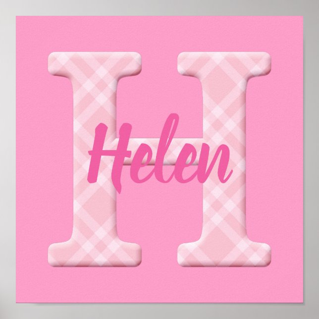 Girls Name Custom Plaid Letter H Poster (Front)