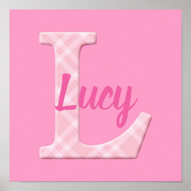 Girls Name Custom Plaid Letter L Poster (Front)