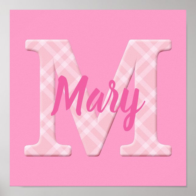 Girls Name Custom Plaid Letter M Poster (Front)