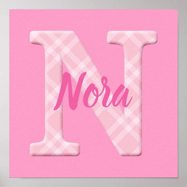 Girls Name Custom Plaid Letter N Poster (Front)
