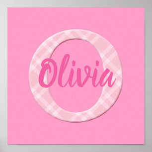 Girls Name Custom Plaid Letter O Poster