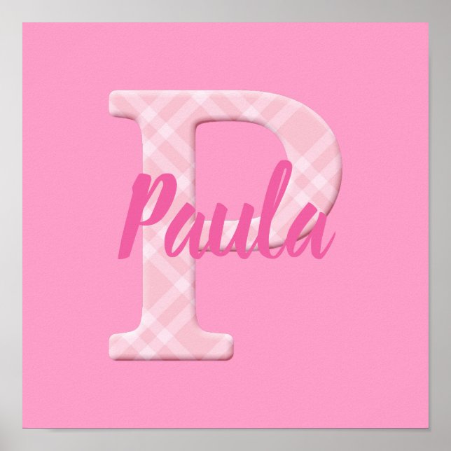 Girls Name Custom Plaid Letter P Poster (Front)