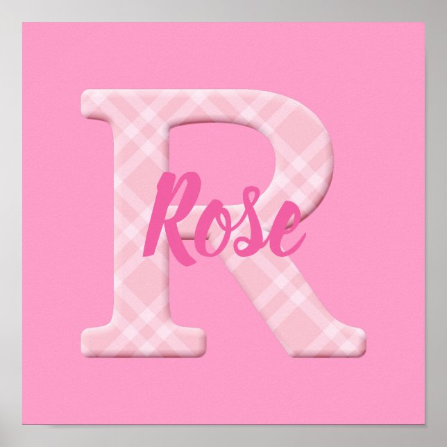 Girls Name Custom Plaid Letter R Poster (Front)