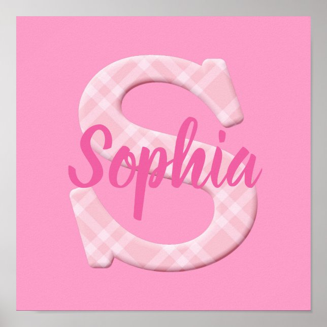 Girls Name Custom Plaid Letter S Poster (Front)