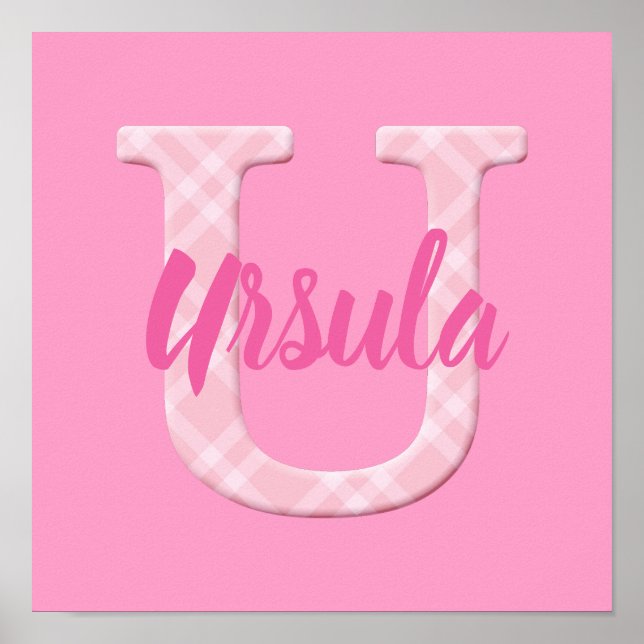 Girls Name Custom Plaid Letter U Poster (Front)