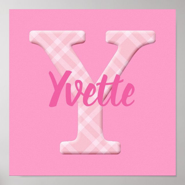 Girls Name Custom Plaid Letter Y Poster (Front)