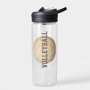 girl's name jersey number custom gold volleyball water bottle