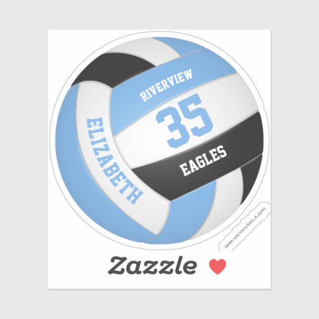 girls name jersey number lt blue black volleyball (Sheet)