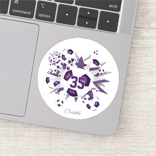 girls name jersey number soccer balls stars purple