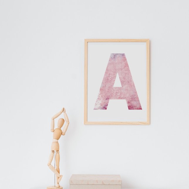 Girl's Name Letter A Pink Watercolor Poster (Creator Uploaded)
