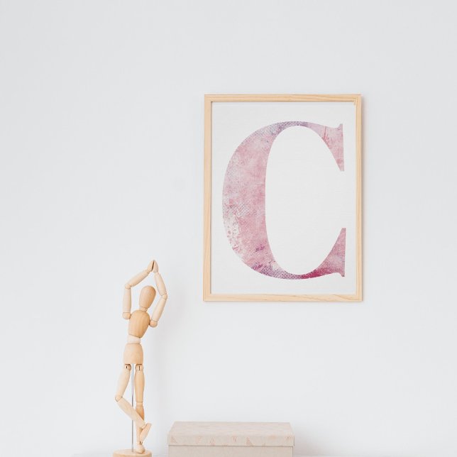 Girl's Name Letter C Pink Watercolor Poster (Creator Uploaded)