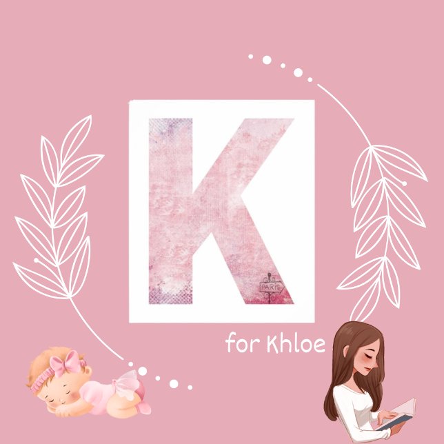 Girl's Name Letter K Boho Pink Watercolor Poster (Creator Uploaded)