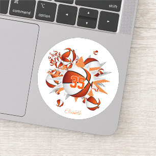 girls name on orange white basketballs stars 