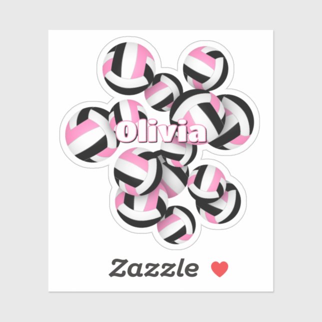 girls name on pink black volleyballs (Sheet)