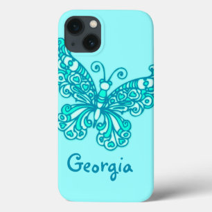 Girls named aqua green butterfly ipad case