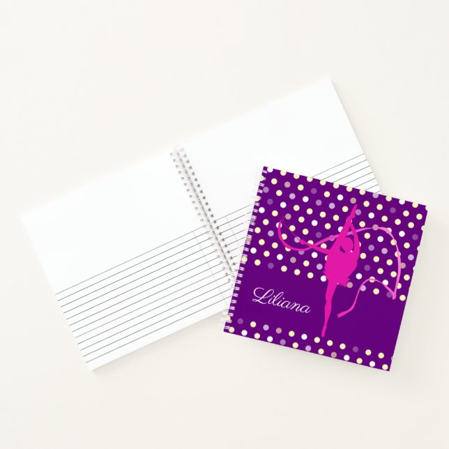 Girls named gymnast polka dot purple pink  notebook (Inside)