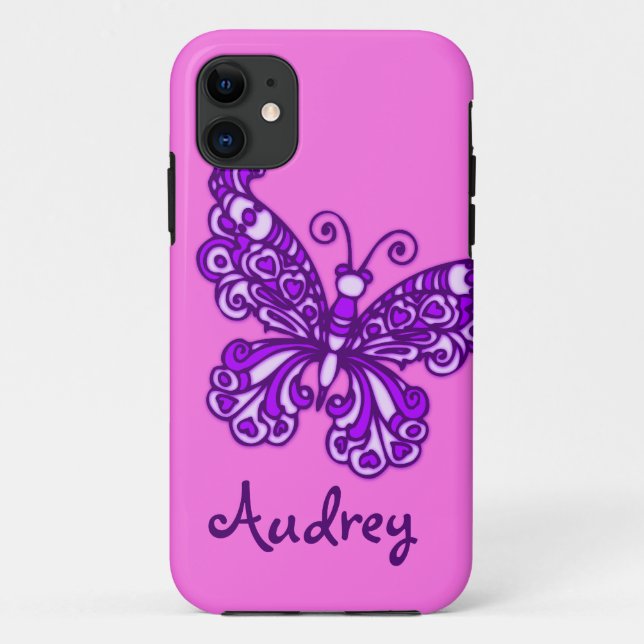 Girls named purple pink butterfly  Case-Mate iPhone case (Back)