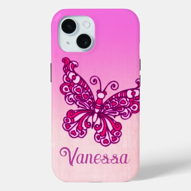 Girls named purple pink butterfly iphone 5 case (Back)