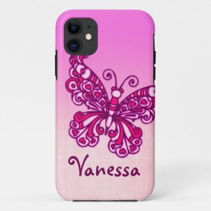 Girls named purple pink butterfly iphone 5 case