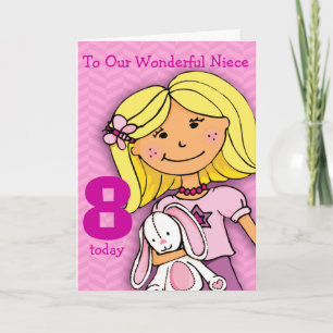 Girls Niece 8th birthday card girlie pink