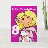 Girls Niece 8th birthday card girlie purple