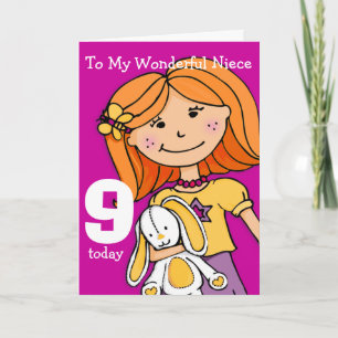 Girls Niece 9th birthday card girlie purple