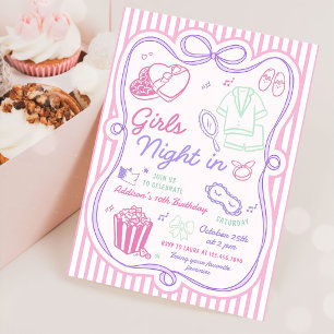 Girls Night In Slumber Party Tween Birthday Invitation
