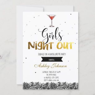 Girls night out bachelorette party invitation