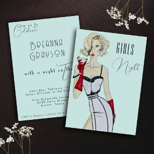 Girls Night Out Bachelorette Party Pin Up Girl Invitation