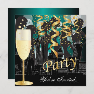 Girls Night Out Birthday Party   Metallic Teal Invitation