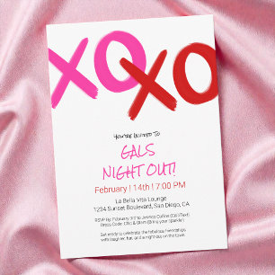 Girls Night Out Cute Pink XOXO Galentine Day Party Invitation