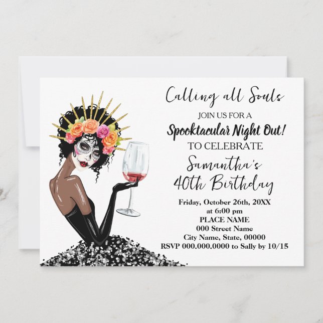 Girls Night Out Day of the Dead Halloween Birthday Invitation (Front)