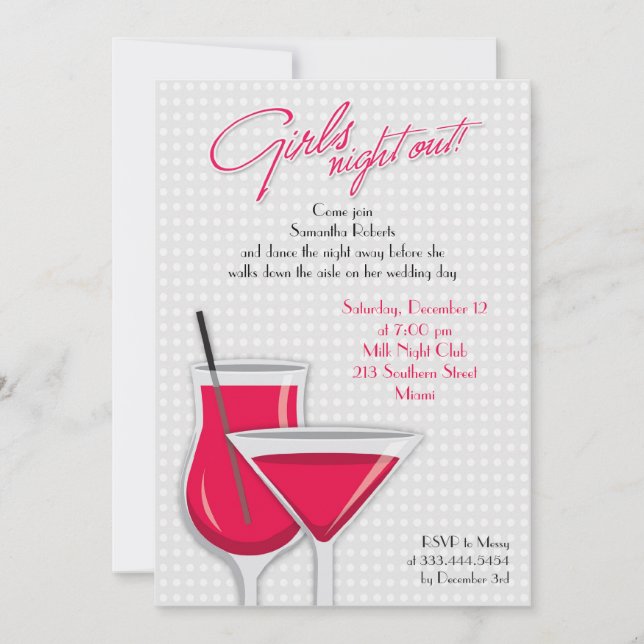 Girls Night Out Flat Invitation (Front)