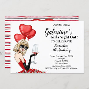 Girls Night Out Galentine's Birthday Party Bash Invitation