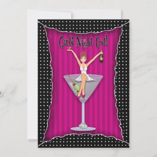 Girls' Night Out Invitation, Girl sits on Cocktail Invitation