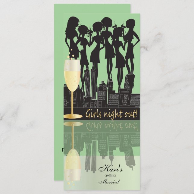 Girls Night Out Party Celebration |  Mint Green Invitation (Front/Back)