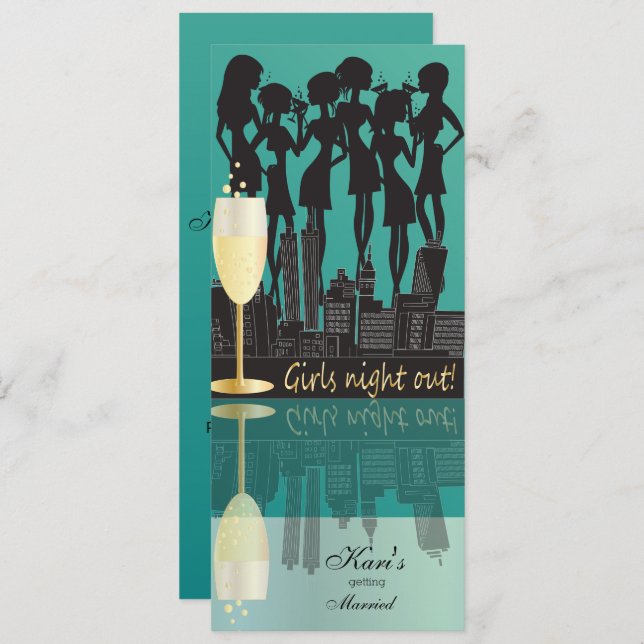 Girls Night Out Party Celebration | Teal Invitation (Front/Back)