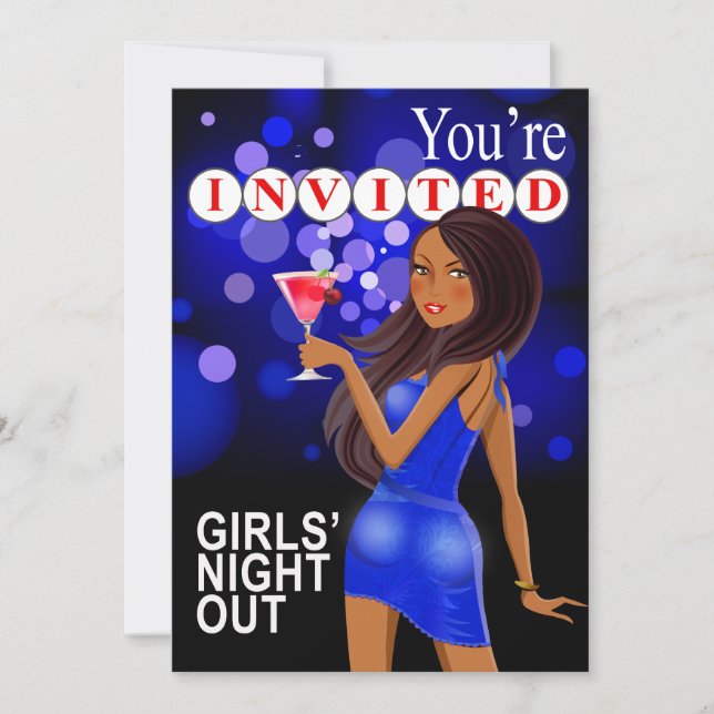 Girls' Night Out Party Girl | cobalt Invitation (Front)